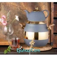 کتری قوری استیل ریور شیردار 6 لیتر توپی طوسی طلایی