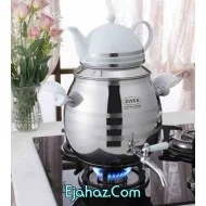 کتری قوری استیل ریور شیردار 6 لیتر توپی دسته سفید