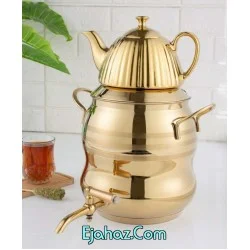 کتری قوری استیل ریور شیردار 6 لیتر کمرباریک طلایی