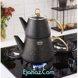 کتری قوری گرانیتی ریور 2.2 لیتر مشکی دسته طلا
