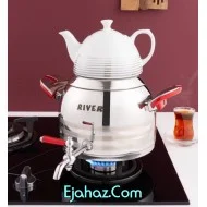 کتری قوری استیل ریور شیردار 5.5 لیتر سه خط دسته قرمز