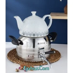 کتری قوری استیل ریور شیردار 2.7 لیتر دسته مشکی