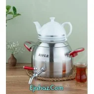  کتری قوری استیل ریور شیردار 5.5 لیتر مات دسته قرمز