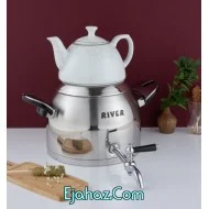 کتری قوری استیل ریور شیردار 5.5 لیتر مات بالا دسته مشکی