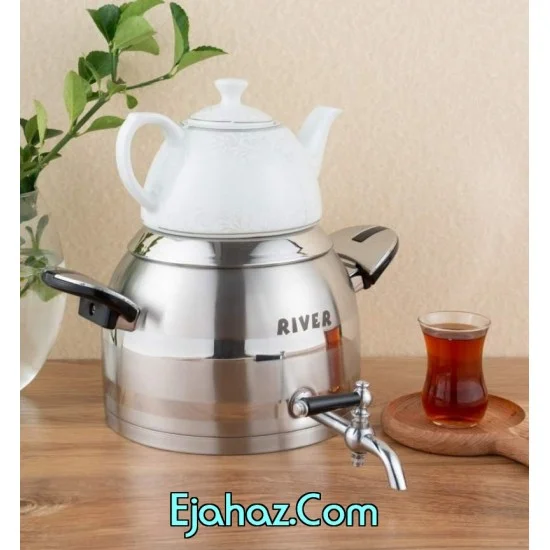کتری قوری استیل ریور شیردار 5.5 لیتر دسته باکالیت