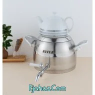  کتری قوری استیل ریور شیردار 5.5 لیتر دسته سفید مات