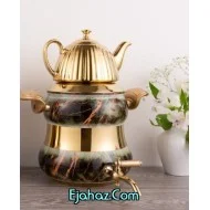 کتری قوری استیل ریور شیردار 6 لیتر کمرباریک ماربل مشکی