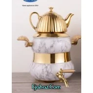 کتری قوری استیل ریور شیردار 6 لیتر توپی کمرباریک ماربل