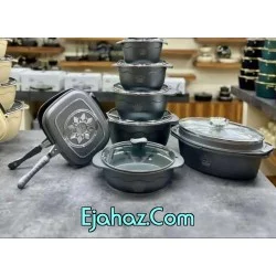 سرویس قابلمه گرانیتی ویتنبرگ 15 پارچه طوسی