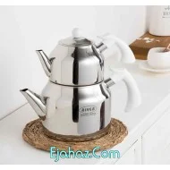 کتری قوری استیل ریور 3 لیتر تک دسته باکالیت سفید