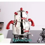کتری قوری استیل ریور شیردار 3 لیتر دسته قرمز باکالیت