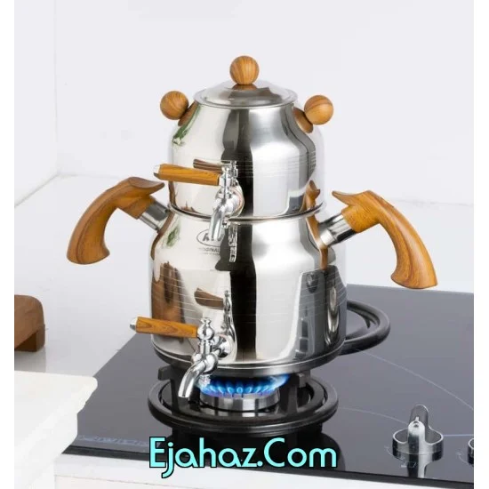 کتری قوری استیل ریور شیردار 3 لیتر دسته سفید طرح چوب کتری قوری استیل ریور شیردار 3 لیتر دسته سفید طرح چوب