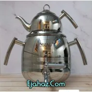 کتری قوری استیل نزاز شیردار 6 لیتر دو خط