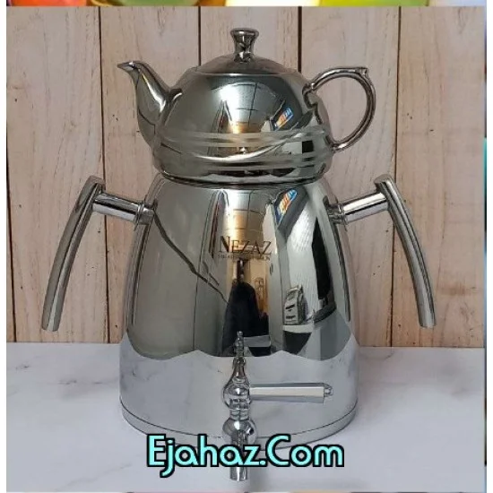 کتری قوری استیل نزاز شیردار 6 لیتر هرمی