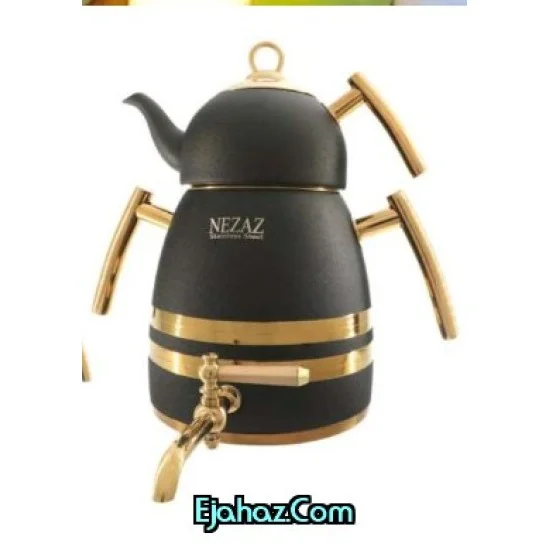 کتری قوری استیل نزاز شیردار 6 لیتر هرمی مشکی