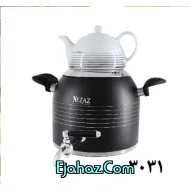 کتری قوری استیل نزاز شیردار 5 لیتر طرح ترک مشکی