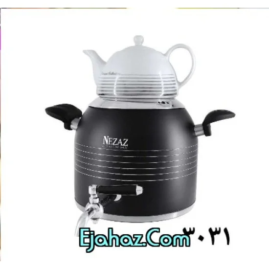 کتری قوری استیل نزاز شیردار 5 لیتر طرح ترک مشکی