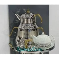 کتری قوری ام جی اس استیل شیردار 5 لیتر دسته طلا کمرباریک