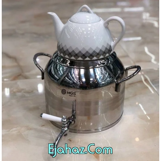 کتری قوری ام جی اس استیل شیردار 6 لیتر دسته استیل