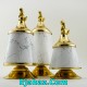 کندی پذیرایی خرگوش سه سایز هرمی سفید طلایی طرح سنگ کندی پذیرایی خرگوش سه سایز هرمی سفید طلایی طرح سنگ