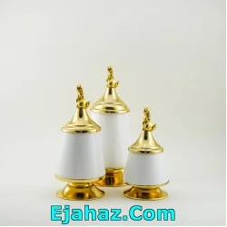 کندی پذیرایی خرگوش سه سایز هرمی سفید طلایی