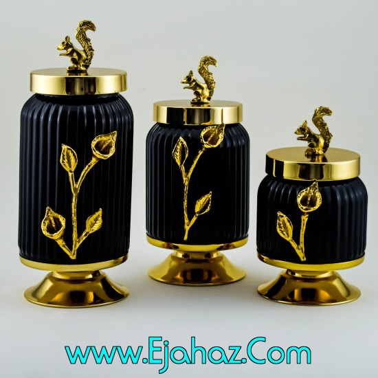 ست کندی سه سایز شیاردار مشکی طلایی ست کندی سه سایز شیاردار مشکی طلایی