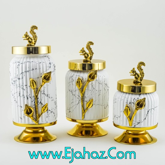 ست کندی سه سایز شیاردار سفید طلایی ماربل ست کندی سه سایز شیاردار سفید طلایی ماربل