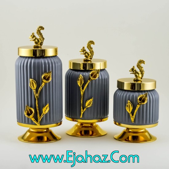 ست کندی سه سایز شیاردار طوسی طلایی ست کندی سه سایز شیاردار طوسی طلایی