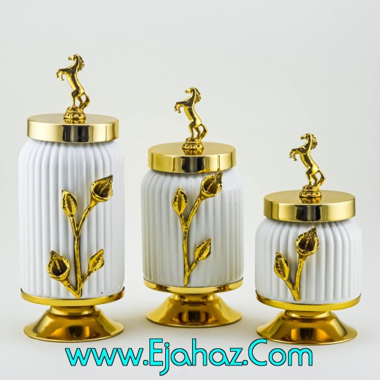 ست کندی سه سایز شیاردار سفید طلایی ست کندی سه سایز شیاردار سفید طلایی