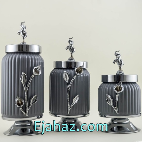 ست کندی سه سایز شیاردار طوسی سیلور ست کندی سه سایز شیاردار طوسی سیلور