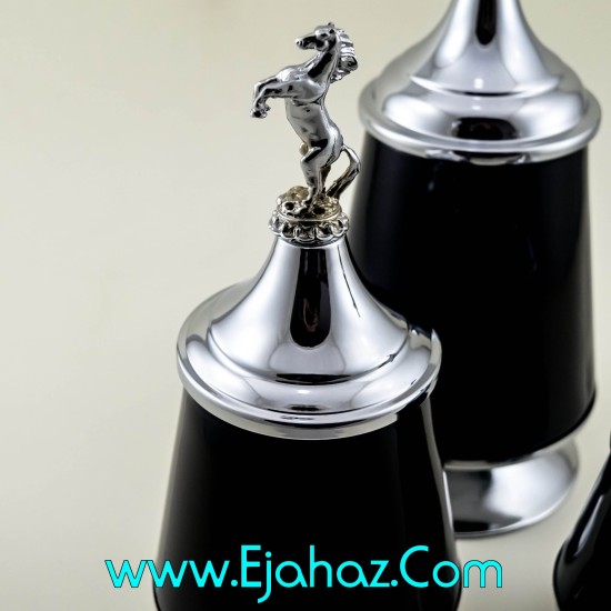 کندی پذیرایی هرمی سه سایز مشکی سیلور کندی پذیرایی هرمی سه سایز مشکی سیلور
