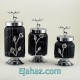 ست کندی سه سایز شیاردار مشکی ماربل سیلور ست کندی سه سایز شیاردار مشکی ماربل سیلور
