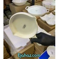 تابه سرامیکی تک دسته شیاردار سفید بن سای
