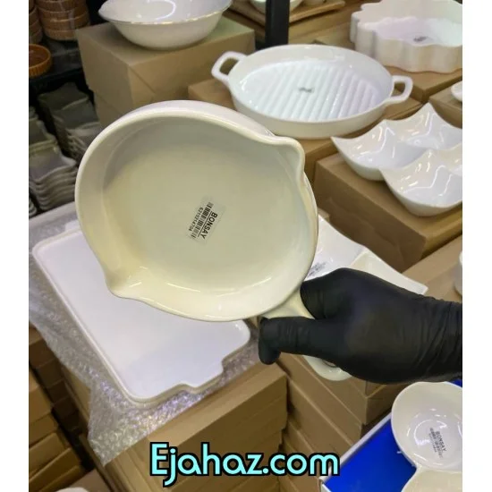 تابه سرامیکی تک دسته شیاردار سفید بن سای