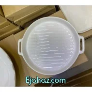 تابه سرامیکی گریل شیاردار سفید گرد بن سای