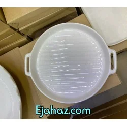 تابه سرامیکی گریل شیاردار سفید گرد بن سای