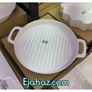 تابه سرامیکی سفید گرد شیاردار بزرگ بن سای