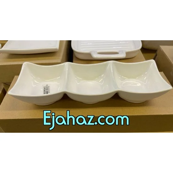 اردو خوری سرامیکی سفید سه خانه بن سای