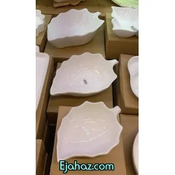 کاسه سرو سرامیکی سفید برگ سایزبندی بن سای