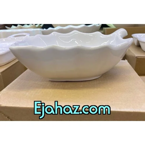 کاسه سرو سرامیکی سفید برگ سایزبندی بن سای