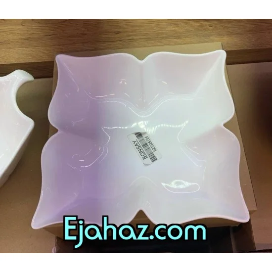 اردو خوری سرامیکی سفید چهار خانه برگی بن سای