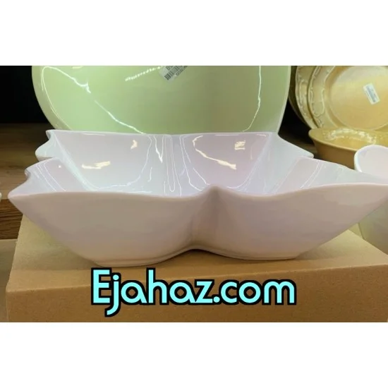 اردو خوری سرامیکی سفید چهار خانه برگی بن سای