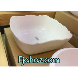 اردو خوری سرامیکی کاسه مربع سفید بن سای