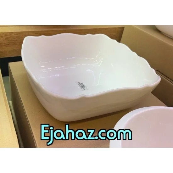 اردو خوری سرامیکی کاسه مربع سفید بن سای