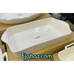 تابه سرامیکی سفید مستطیل دسته دار بن سای
