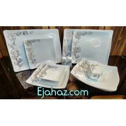  سرویس غذاخوری 12 نفره 80 پارچه چینی پردیس کاشان قالب لرد پرستیژ طلایی مشکی کد 970D