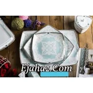  سرویس غذاخوری 6 نفره 30 پارچه چینی پردیس کاشان قالب پاریس طرح یگانه فیروزه 452i