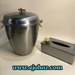 ست سطل و دستمال کاغذی فلزی پروانه