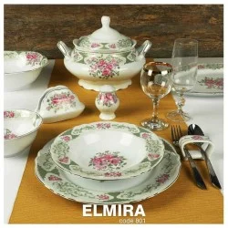  سرویس غذاخوری 6 نفره 30 پارچه چینی پردیس کاشان قالب الگانس طرح المیرا کد 801