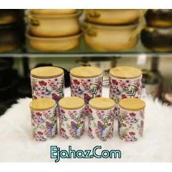 پاسماوری چوبی درب بامبو گلدار 7پارچه کد 22